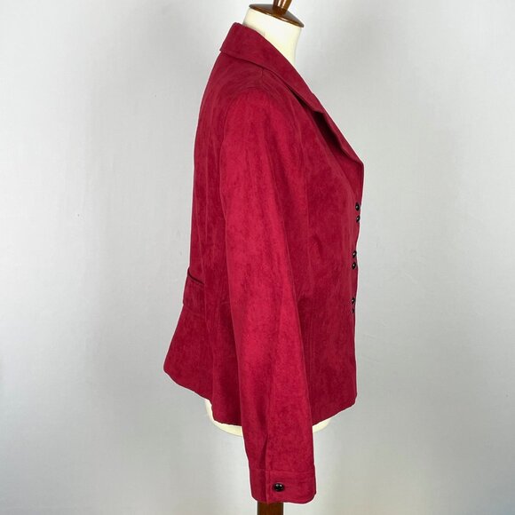 Vtg 80s 90s Studio I Faux Suede Blazer Sz 16 Red Career Office Professional - Picture 3 of 7